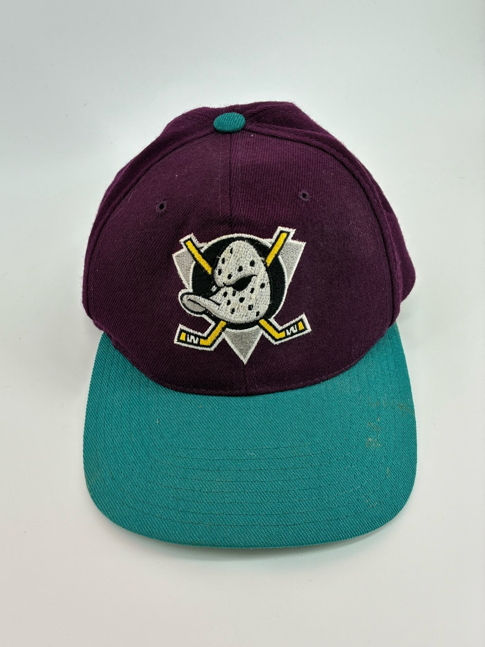 MIGHTY DUCKS Disney CCM Purple and Teal Hockey Logo Baseball Cap